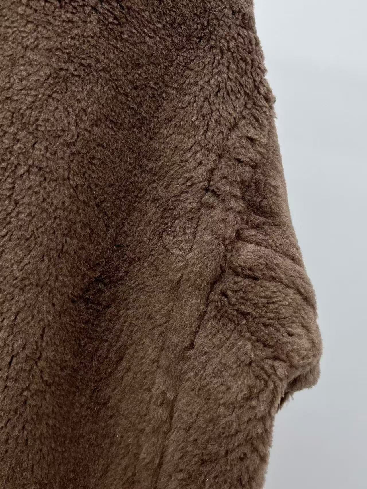 MAX MARA LONG COAT IN BROWN FUR