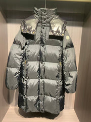 HOODED LONG PUFFER JACKET IN BLACK