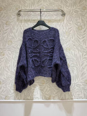 LOEWE SWEATER IN DARK PURPLE KNITTING