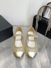 CHANEL 26S MARY JANE IN GOLD SEQUIN
