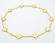 VINTAGE WHITE MOP NECKLACE 10 MOTIFS GOLD