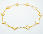 VINTAGE WHITE MOP NECKLACE 10 MOTIFS GOLD