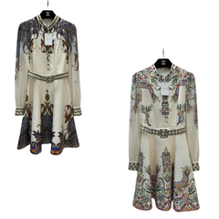 Zimmerman Midi Dress Beige Embroidered with Floral Patterns Cotton 226185