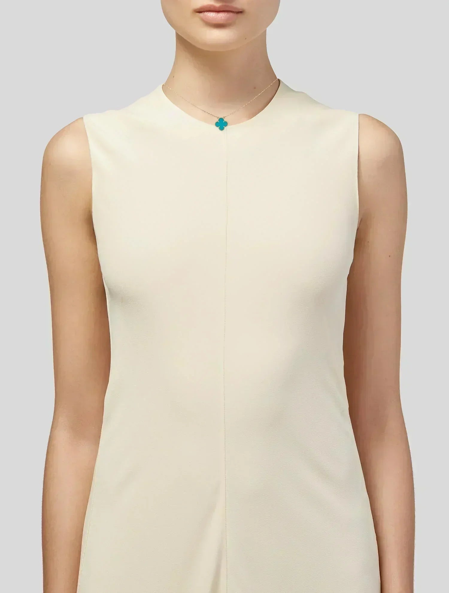 CLOVER MEDIUM TURQUOISE GOLD NECKLACE