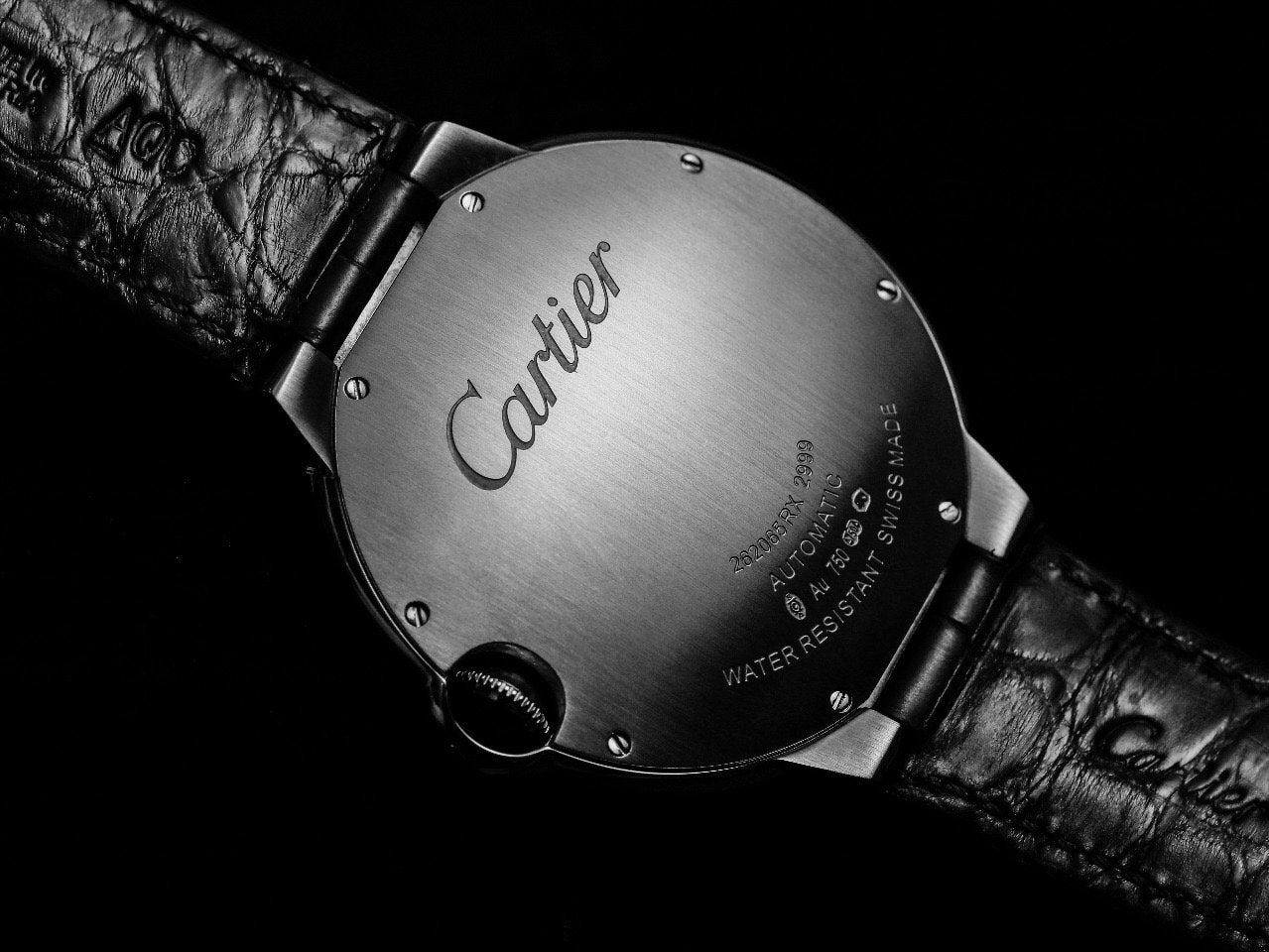 BALLON BLEU 42 BLACK DIAL LEATHER BRACELET