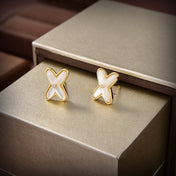 JEUX DE WHITE MOP GOLD DIAMOND EARRINGS