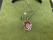 GG SKULL RED ENAMEL NECKLACE