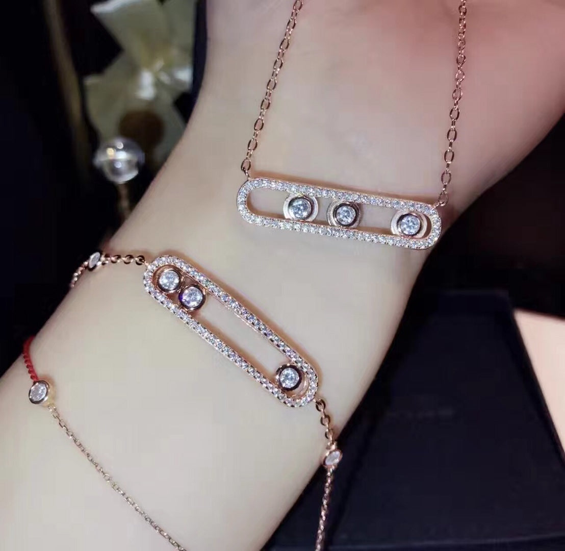 BABY MOVE PAVED PINK GOLD DIAMOND BRACELET