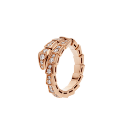 SERPENTI RING PINK GOLD DIAMOND PAVED 4MM