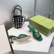 GG SANDALS HIGH-HEELED GREEN