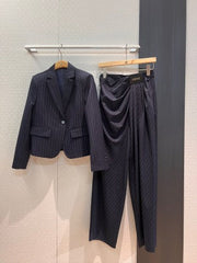 Loewe Draped Vest Suit Dark Blue Cotton