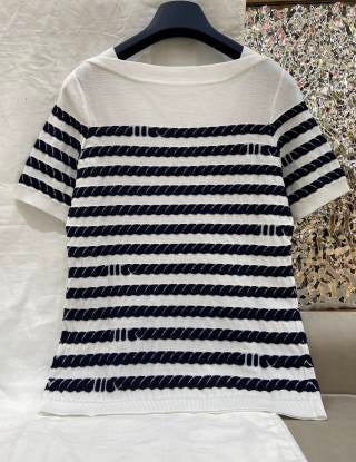 LV STRIPED SWEATER 25S IN TENCEL  266038