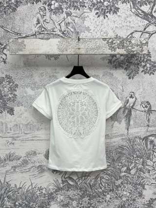 Loewe 25 Hollow Lace Short Sleeves t-shir Cotton
