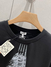 Loewe 25 Feather Printed Round Neck Short Sleeve T-shirt Cotton