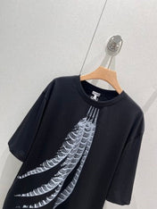 Loewe 25 Feather Printed Round Neck Short Sleeve T-shirt Cotton