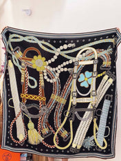 HERMES 26S PRINTED SQUARE SCARF 135 IN CASHMERE AND SILK 307244