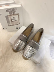 GRANVILLE ESPADRILLE SILVER QUILTED CANNAGE CALFSKIN