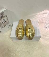 GRANVILLE ESPADRILLE MULE GOLD QUILTED CANNAGE CALFSKIN