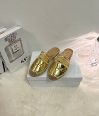 GRANVILLE ESPADRILLE MULE GOLD QUILTED CANNAGE CALFSKIN