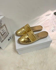 GRANVILLE ESPADRILLE MULE GOLD QUILTED CANNAGE CALFSKIN