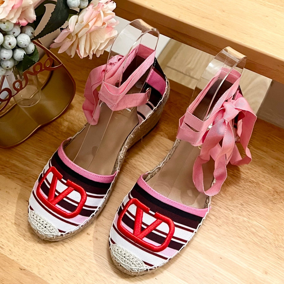 WEDGE PLATFORM SANDALS IN COLORFUL CANVAS 85 MM