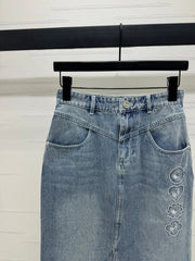 CHANEL LONG DENIM SKIRT