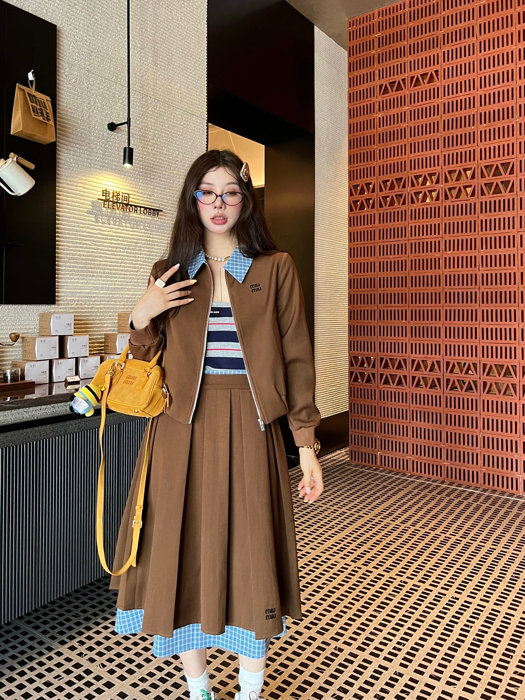 MIUMIU TOP & SKIRT SET STYLE 131