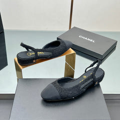 CC SLINGBACK 25S 25 MM IN BLACK TWEED AND FABRIC