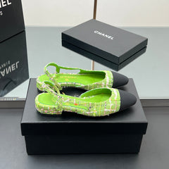 CC SLINGBACK 25S 25 MM IN GREEN FABRIC MIX TWEED