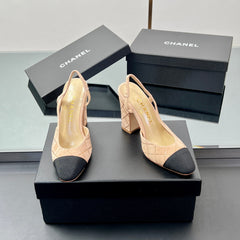 CC SLINGBACK 25S 95 MM IN BEIGE SUEDE AND CRYSTALS
