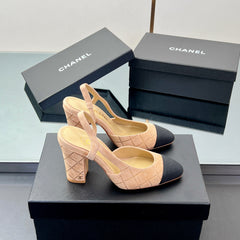 CC SLINGBACK 25S 95 MM IN BEIGE SUEDE AND CRYSTALS