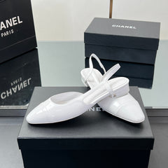 CC SLINGBACK 25S 25 MM IN WHITE GLOSSY LEATHER