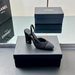 CC SLINGBACK 25S 95 MM IN BLACK SUEDE