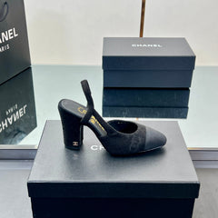 CC SLINGBACK 25S 95 MM IN BLACK SUEDE