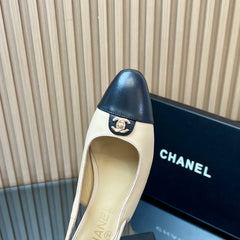 CHANEL 25S SLINGBACK SHOE 45MM IN BEIGE CALFSKIN GOLD HARDWRE
