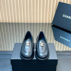 CHANEL 25S TEDDY LOAFER 15MM IN BLACK CALFSKIN GOLD HARDWRE