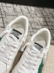 BALL STAR 2 SNEAKERS IN WHITE CALFSKIN GREEN STAR AND SILVER HEEL TAB