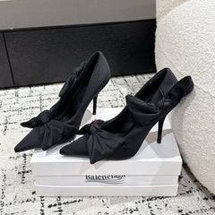 KNIFE KNOT 95MM PUMP IN BLACK STRETCH CUPRO AND NYLON JERSEY