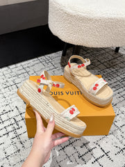 LV PLATFORM ESPADRILLE SANDALS 25S IN NUDE DENIM