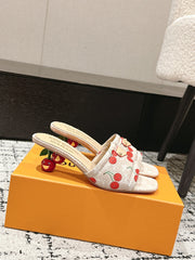 LV CHERRY HIGH HEELS 25S 55 MM IN NUDE DENIM STYLE 9