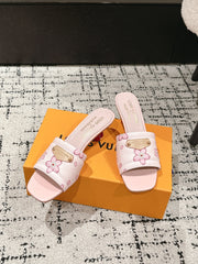 LV CHERRY HIGH HEELS 25S 55 MM IN LIGHT PINK CALFSKIN STYLE 1