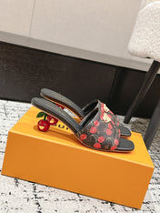 LV CHERRY HIGH HEELS 25S 55 MM IN DARK BROWN MIX BLACK CALFSKIN STYLE 12