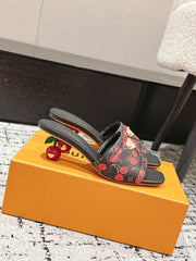 LV CHERRY HIGH HEELS 25S 55 MM IN DARK BROWN MIX BLACK CALFSKIN STYLE 12