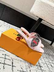LV CHERRY HIGH HEELS 25S IN PINK CALFSKIN WITH BOW STYLE 17
