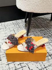 LV CHERRY HIGH HEELS 25S IN NUDE DENIM WITH BOW STYLE 5