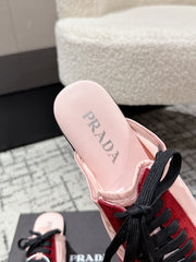 PRADA 25S DEXUN MULE IN RED SUEDE LEATHER