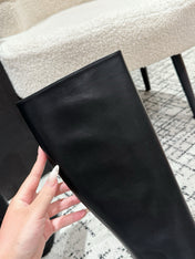 YSL 25S PLATFORM KNEE-HIGH BOOTS 70 MM IN BLACK LAMBSKIN
