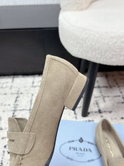 PRADA 26S LOAFERS 25MM IN BEIGE SUEDE