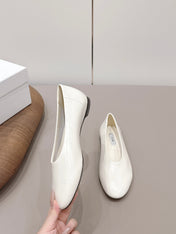 THE ROW 26S BALLET FLATS IN WHITE CALFSKIN