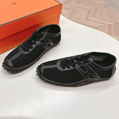 KIGA SNEAKER IN BLACK CROCHET KNIT AND CALFSKIN